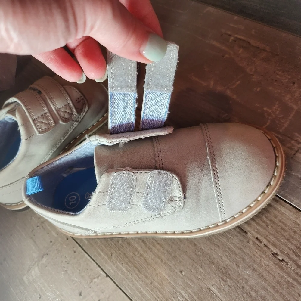 Cat & Jack Grey Toddler Boy Velcro Oxford Dress Shoes Size 10 NWOT EUC